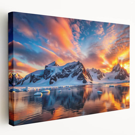 Antarctica landscape on large stretched canvas featuring icy blue and white tones, ideal for kitchen wall art.