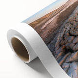 Art Deco poster featuring a serene Azerbaijani landscape in soft pastel colors on rolled canvas, ideal for nursery wall art.