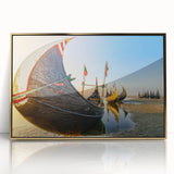 Framed acrylic print of a serene Bangladesh landscape in muted earth tones, ideal for modern art wall decor.