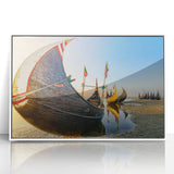 Art deco poster featuring a serene Bangladesh landscape in pastel shades, acrylic framed, ideal for modern nursery decor.