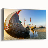 Framed canvas featuring a landscape art painting of a Bangladeshi scenery in vibrant colors.