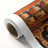 Art deco poster of a serene Bhutanese landscape in muted earth tones, printed on rolled canvas.