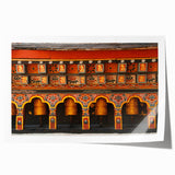 Extra large rolled print of Bhutanese landscape with vibrant green and blue tones, ideal for dining room wall art.