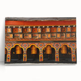 Black and white stretched canvas of Bhutanese landscape, ideal for kitchen wall art or bedroom ambiance.