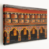 Large canvas print featuring a serene Bhutanese landscape in muted earth tones, ideal for kitchen wall decor.