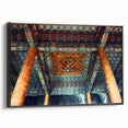 Black and white wall art featuring a vintage poster of the Beijing landscape on framed canvas, ideal for bedroom decor.