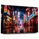 Large abstract wall art of Shanghai skyline in muted gray and blue tones on acrylic glass.
