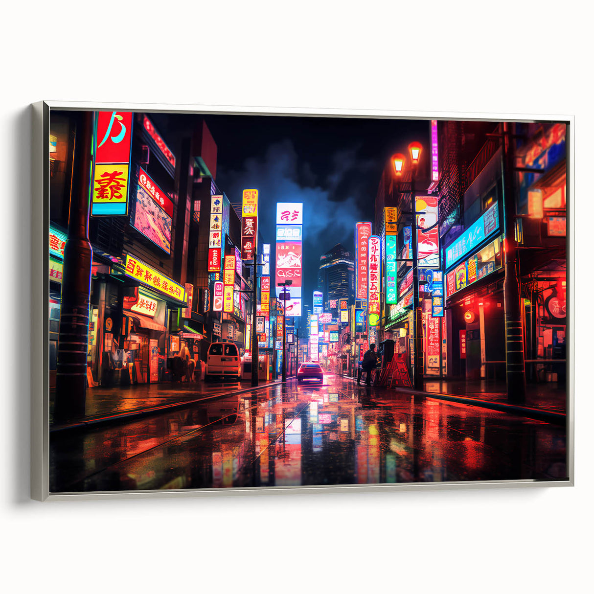 Framed canvas of a vintage Shanghai landscape with colorful art on a black background, ideal for living room decor.