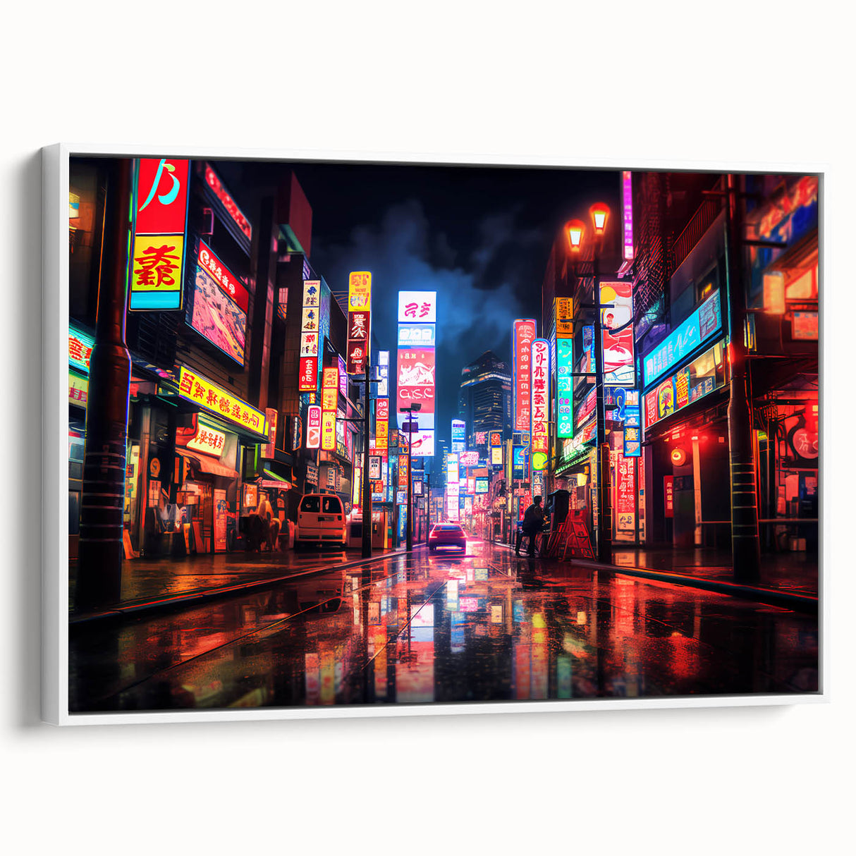 Vintage poster art of Shanghai skyline in vibrant colors on extra large framed canvas, ideal for living room decor.