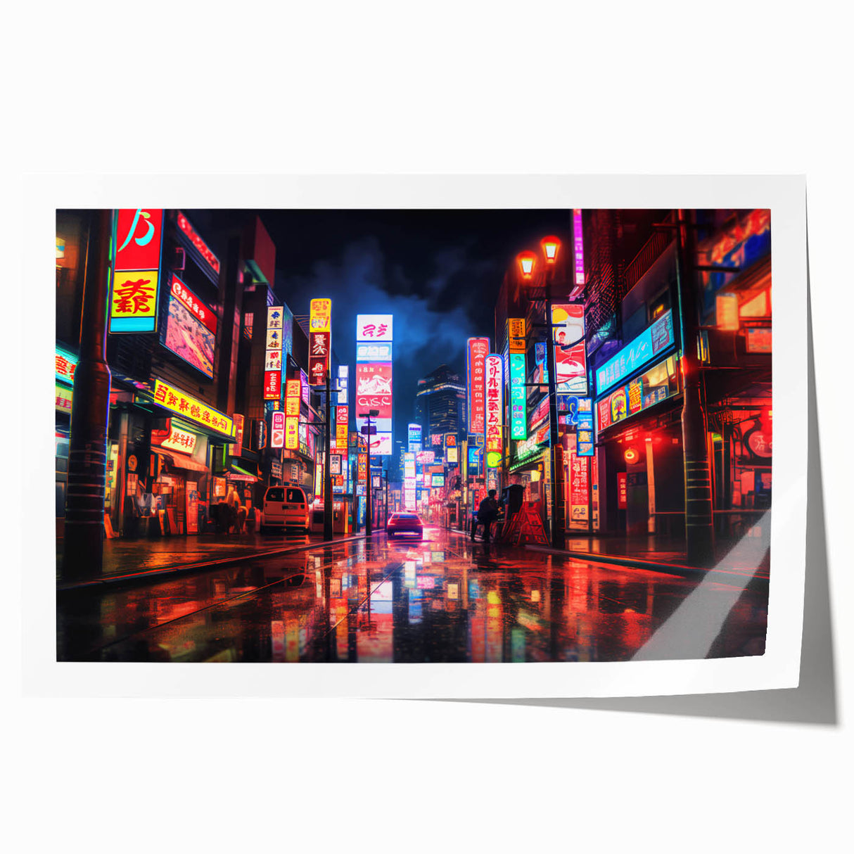 Extra large rolled print of Shanghai skyline with muted gray and blue tones, ideal for art wall dining room.