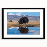 Extra large framed wall art of an abstract, textured depiction of Tibet scenery in vibrant colors.