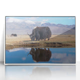 Framed acrylic print of a Tibetan landscape in muted earth tones, ideal for modern art wall decor.