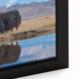Extra large framed canvas featuring a textured, colorful depiction of a Tibetan landscape, ideal for living room decor.