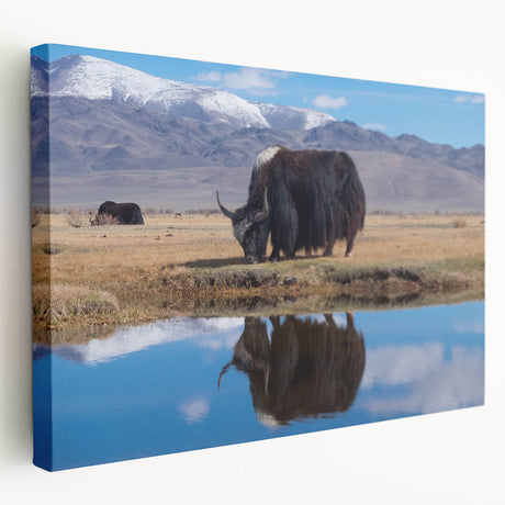 Large stretched canvas featuring a serene Tibetan landscape in muted earth tones, ideal for kitchen wall art.