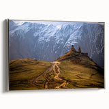 Framed canvas featuring a vintage-style landscape art painting of the Georgia countryside in colorful hues.