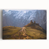 Black and white large canvas print of a serene Georgian landscape, ideal for kitchen wall art.