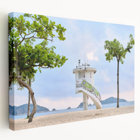 Panoramic view of Hong Kong's skyline in muted gray tones on large stretched canvas, suitable for kitchen wall art.