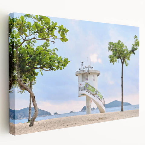 Panoramic view of Hong Kong's skyline in muted gray tones on large stretched canvas, suitable for kitchen wall art.