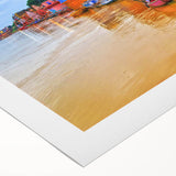 Art deco poster featuring a serene Indian landscape in muted earth tones on rolled canvas, suitable for dining room decor.