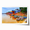 Large rolled print of Indian scenery with vibrant floral elements, ideal for art wall dining room decor.