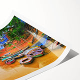 Extra large wall art of line art flowers in muted earth tones on rolled print, ideal for large living room decor.