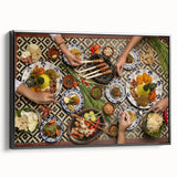 Black and white framed canvas featuring a vintage-style Indonesian landscape, ideal for bedroom wall art.