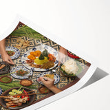 Extra large wall art featuring line art flowers in neutral tones on a rolled print, ideal for large living room decor.