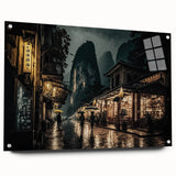 Acrylic print of a serene Kyoto landscape in soft watercolor tones, ideal for bedroom or dining room decor.