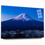 Large abstract wall art of a Japanese scenery in muted colors on acrylic glass, suitable for bedroom or dining room decor.