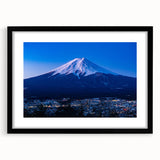 Extra large abstract art print featuring a colorful, textured depiction of a Japanese scenery in a black frame.