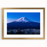 Extra large framed abstract art print depicting a textured Japanese scenery in muted gold and black tones.