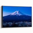 Black and white wall art of a vintage Japanese landscape on framed canvas, suitable for bedroom decor.