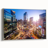 Framed canvas of a vintage-style Seoul landscape painting in colorful hues, ideal for living room decor.