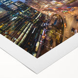 Art deco poster of Seoul skyline in muted metallic tones on rolled canvas, suitable for dining room wall art.