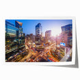 Extra large rolled print of Seoul scenery with vibrant floral elements, ideal for dining room wall art.