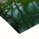 Large art of a black and white Korean landscape painting on stretched canvas, suitable for bedroom wall decor.