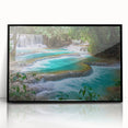 Large abstract wall art of a Laos scenery in muted earth tones on a framed acrylic, suitable for modern art wall decor.
