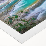 Art deco poster featuring a serene Laos scenery in soft pastel shades on rolled canvas, ideal for dining room decor.