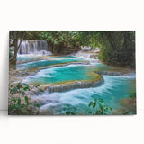 Black and white photograph of a Laos scenery on stretched canvas, suitable as large kitchen wall art or bedroom decor.