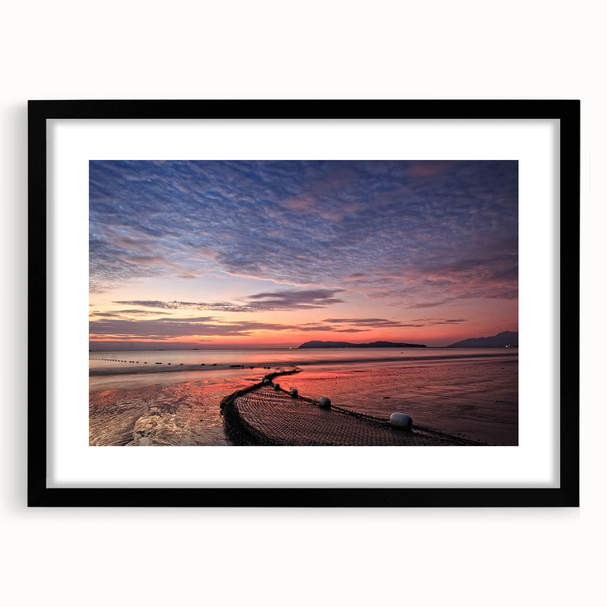 Abstract art print of a vibrant, textured Malaysian landscape in an extra-large black framed mat.