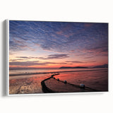 Vintage poster art of a Malaysian scenery on a white framed canvas, featuring vibrant colors, ideal for living room decor.