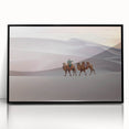 Large abstract wall art depicting a Mongolian landscape in muted earth tones on framed acrylic.
