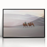 Large abstract wall art depicting a Mongolian landscape in muted earth tones on framed acrylic.
