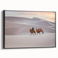 Black and white landscape art painting of a Mongolian scenery on framed canvas, suitable for bedroom wall decor.