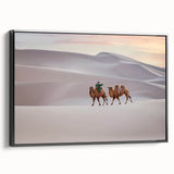 Black and white landscape art painting of a Mongolian scenery on framed canvas, suitable for bedroom wall decor.