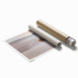 Extra large rolled print featuring a serene Mongolian landscape with soft blue and green tones.