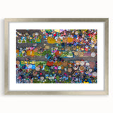 Textured art print of an abstract Myanmar landscape in muted earth tones, framed in silver, ideal for bedroom decor.