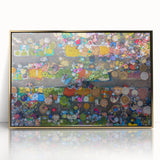 Framed acrylic print of a Myanmar landscape in gold and green tones, ideal for modern art wall decor.