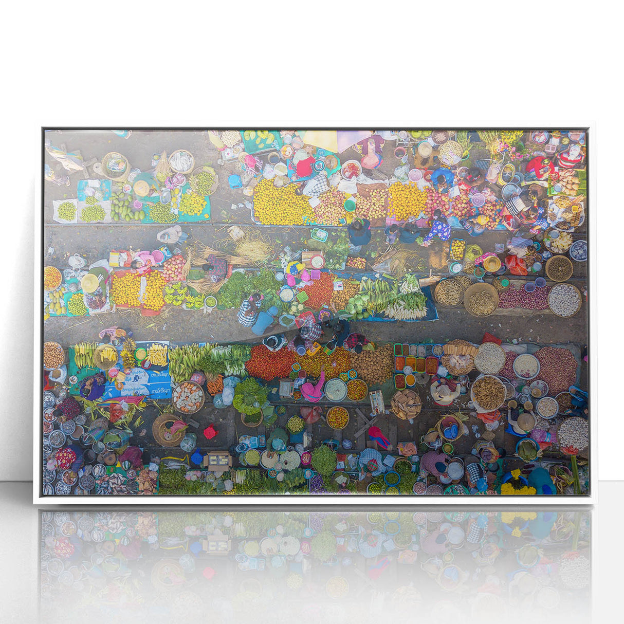 Framed acrylic print of a serene Myanmar landscape in muted earth tones, ideal for modern art wall decor.