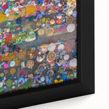 Textured black wall art depicting a colorful Myanmar landscape on extra large framed canvas, suitable for living room decor.